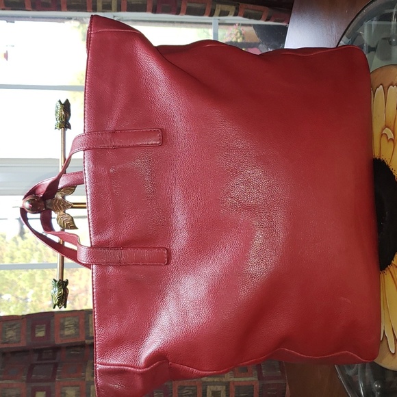 Express Bags Express Design Studio Red Xl Leather Tote Bag Poshmark